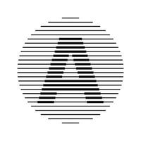 A Alphabet Letter Logo Round Circle Line Abstract Optical Illusion Stripe Halftone Symbol Icon vector