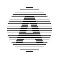 A Alphabet Letter Logo Round Circle Line Abstract Optical Illusion Stripe Halftone Symbol Icon vector