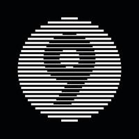Nine Number Round Line Abstract Optical Illusion Stripe Halftone Symbol Icon vector