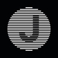 J Alphabet Letter Logo Round Circle Line Abstract Optical Illusion Stripe Halftone Symbol Icon vector