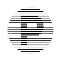 P Alphabet Letter Logo Round Circle Line Abstract Optical Illusion Stripe Halftone Symbol Icon vector