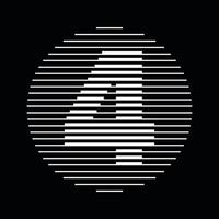 Four Number Round Line Abstract Optical Illusion Stripe Halftone Symbol Icon vector