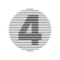 Four Number Round Line Abstract Optical Illusion Stripe Halftone Symbol Icon vector