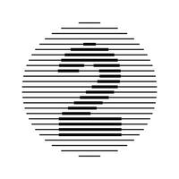 Two Number Round Line Abstract Optical Illusion Stripe Halftone Symbol Icon vector