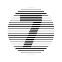 Seven Number Round Line Abstract Optical Illusion Stripe Halftone Symbol Icon vector