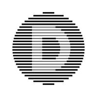 D Alphabet Letter Logo Round Circle Line Abstract Optical Illusion Stripe Halftone Symbol Icon vector