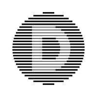 D Alphabet Letter Logo Round Circle Line Abstract Optical Illusion Stripe Halftone Symbol Icon vector