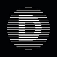 D Alphabet Letter Logo Round Circle Line Abstract Optical Illusion Stripe Halftone Symbol Icon vector