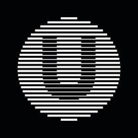 U Alphabet Letter Logo Round Circle Line Abstract Optical Illusion Stripe Halftone Symbol Icon vector