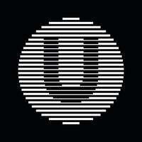 U Alphabet Letter Logo Round Circle Line Abstract Optical Illusion Stripe Halftone Symbol Icon vector