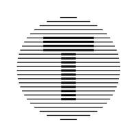 T Alphabet Letter Logo Round Circle Line Abstract Optical Illusion Stripe Halftone Symbol Icon vector