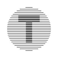 T Alphabet Letter Logo Round Circle Line Abstract Optical Illusion Stripe Halftone Symbol Icon vector