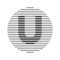 U Alphabet Letter Logo Round Circle Line Abstract Optical Illusion Stripe Halftone Symbol Icon vector