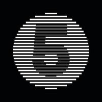 Five Number Round Line Abstract Optical Illusion Stripe Halftone Symbol Icon vector