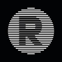 R Alphabet Letter Logo Round Circle Line Abstract Optical Illusion Stripe Halftone Symbol Icon vector