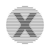X Alphabet Letter Logo Round Circle Line Abstract Optical Illusion Stripe Halftone Symbol Icon vector
