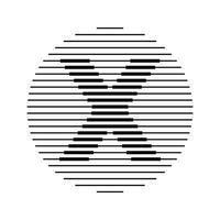 X Alphabet Letter Logo Round Circle Line Abstract Optical Illusion Stripe Halftone Symbol Icon vector