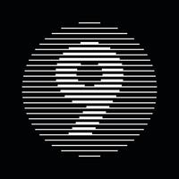 Nine Number Round Line Abstract Optical Illusion Stripe Halftone Symbol Icon vector