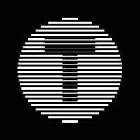 T Alphabet Letter Logo Round Circle Line Abstract Optical Illusion Stripe Halftone Symbol Icon vector