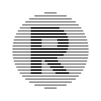 R Alphabet Letter Logo Round Circle Line Abstract Optical Illusion Stripe Halftone Symbol Icon vector