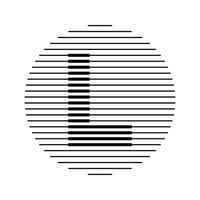 L Alphabet Letter Logo Round Circle Line Abstract Optical Illusion Stripe Halftone Symbol Icon vector