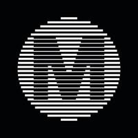 M Alphabet Letter Logo Round Circle Line Abstract Optical Illusion Stripe Halftone Symbol Icon vector