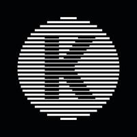 K Alphabet Letter Logo Round Circle Line Abstract Optical Illusion Stripe Halftone Symbol Icon vector