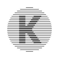 K Alphabet Letter Logo Round Circle Line Abstract Optical Illusion Stripe Halftone Symbol Icon vector