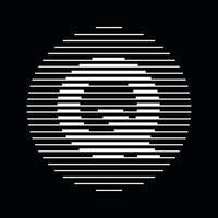 Q Alphabet Letter Logo Round Circle Line Abstract Optical Illusion Stripe Halftone Symbol Icon vector