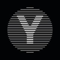 Y Alphabet Letter Logo Round Circle Line Abstract Optical Illusion Stripe Halftone Symbol Icon vector