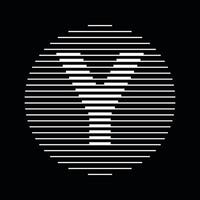 Y Alphabet Letter Logo Round Circle Line Abstract Optical Illusion Stripe Halftone Symbol Icon vector