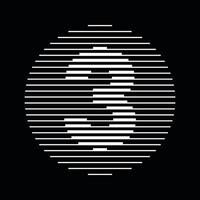 Three Number Round Line Abstract Optical Illusion Stripe Halftone Symbol Icon vector