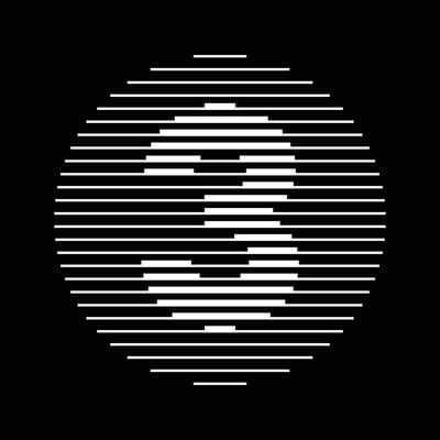 Three Number Round Line Abstract Optical Illusion Stripe Halftone Symbol Icon
