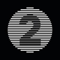 Two Number Round Line Abstract Optical Illusion Stripe Halftone Symbol Icon vector