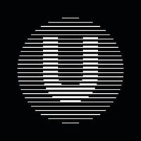 U Alphabet Letter Logo Round Circle Line Abstract Optical Illusion Stripe Halftone Symbol Icon vector
