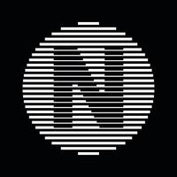 N Alphabet Letter Logo Round Circle Line Abstract Optical Illusion Stripe Halftone Symbol Icon vector