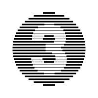 Three Number Round Line Abstract Optical Illusion Stripe Halftone Symbol Icon vector