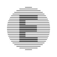 E Alphabet Letter Logo Round Circle Line Abstract Optical Illusion Stripe Halftone Symbol Icon vector