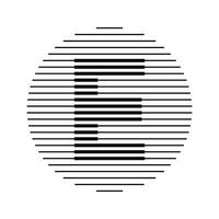 E Alphabet Letter Logo Round Circle Line Abstract Optical Illusion Stripe Halftone Symbol Icon vector