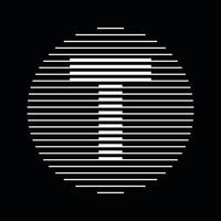 T Alphabet Letter Logo Round Circle Line Abstract Optical Illusion Stripe Halftone Symbol Icon vector
