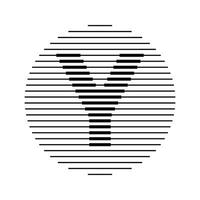 Y Alphabet Letter Logo Round Circle Line Abstract Optical Illusion Stripe Halftone Symbol Icon vector