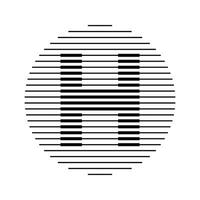 H Alphabet Letter Logo Round Circle Line Abstract Optical Illusion Stripe Halftone Symbol Icon vector