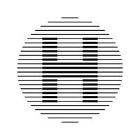 H Alphabet Letter Logo Round Circle Line Abstract Optical Illusion Stripe Halftone Symbol Icon vector