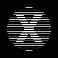 X Alphabet Letter Logo Round Circle Line Abstract Optical Illusion Stripe Halftone Symbol Icon vector