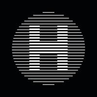 H Alphabet Letter Logo Round Circle Line Abstract Optical Illusion Stripe Halftone Symbol Icon vector