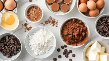 Baking Ingredients on White Table photo