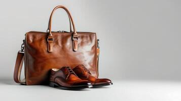 Timeless Brown Leather Bag and Shoe Ensemble photo