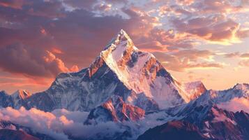 Illuminated Mountain Peaks in Moonlight photo