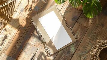 Top-Down View of a Blank White Bookmark photo