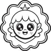 Cute sticker illustration black and white vector